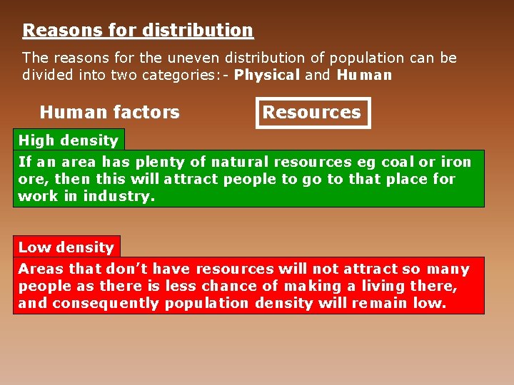 Reasons for distribution reasons for the uneven distribution of population can be The divided