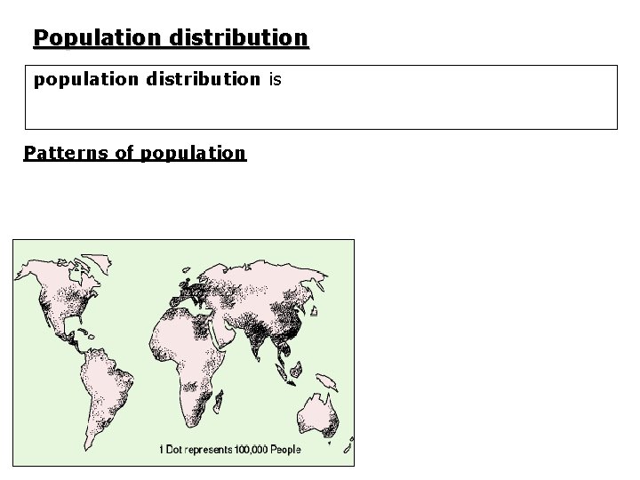 Population distribution population distribution is Patterns of population 