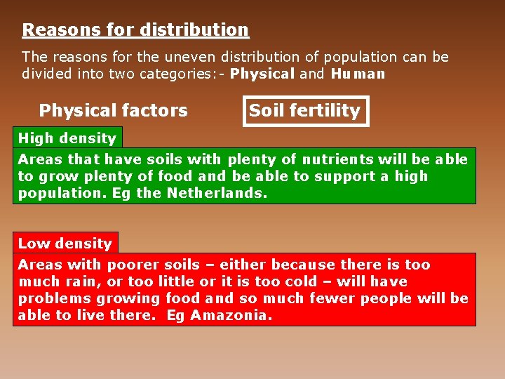 Reasons for distribution reasons for the uneven distribution of population can be The divided