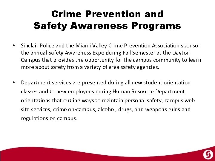 Crime Prevention and Safety Awareness Programs • Sinclair Police and the Miami Valley Crime