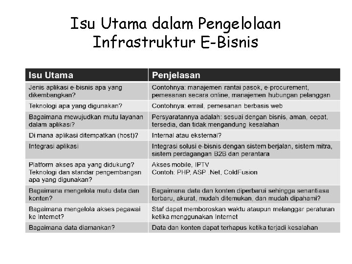 Isu Utama dalam Pengelolaan Infrastruktur E-Bisnis 