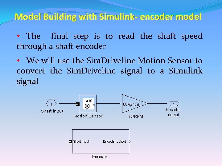 Model Building with Simulink- encoder model • The final step is to read the Model Building with Simulink- encoder model • The final step is to read the