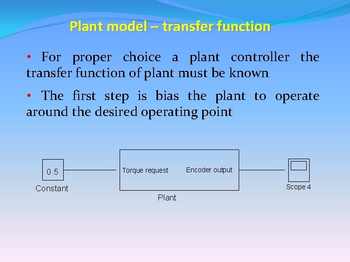 Plant model – transfer function • For proper choice a plant controller the transfer Plant model – transfer function • For proper choice a plant controller the transfer