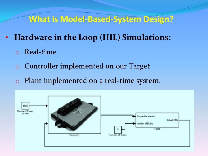 What is Model-Based-System Design? • Hardware in the Loop (HIL) Simulations: o Real-time o What is Model-Based-System Design? • Hardware in the Loop (HIL) Simulations: o Real-time o