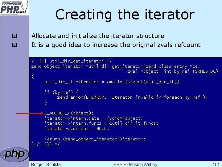 Creating the iterator þ þ Allocate and initialize the iterator structure It is a