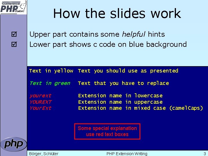 How the slides work þ þ Upper part contains some helpful hints Lower part