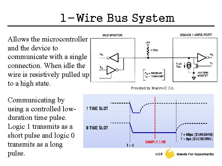 1 -Wire Bus System Allows the microcontroller and the device to communicate with a