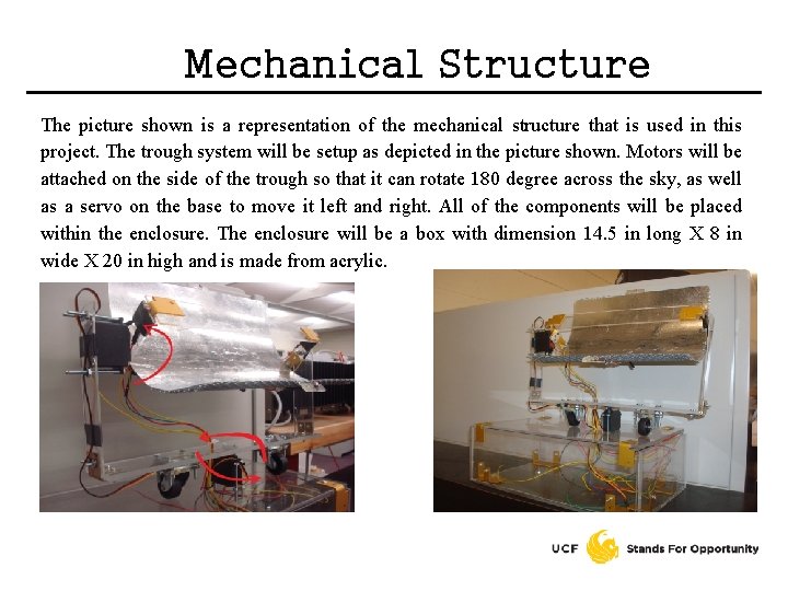 Mechanical Structure The picture shown is a representation of the mechanical structure that is