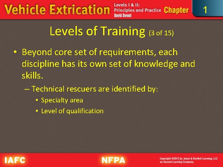 1 Levels of Training (3 of 15) • Beyond core set of requirements, each