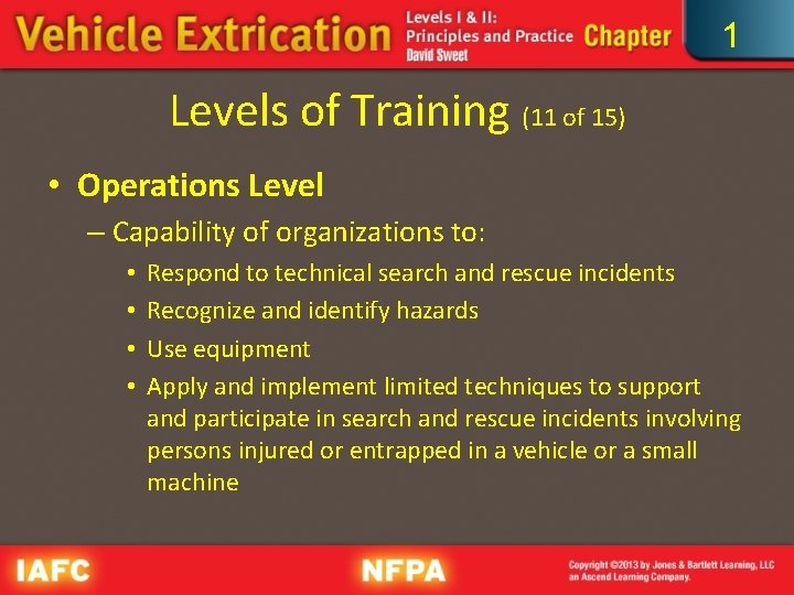 1 Levels of Training (11 of 15) • Operations Level – Capability of organizations