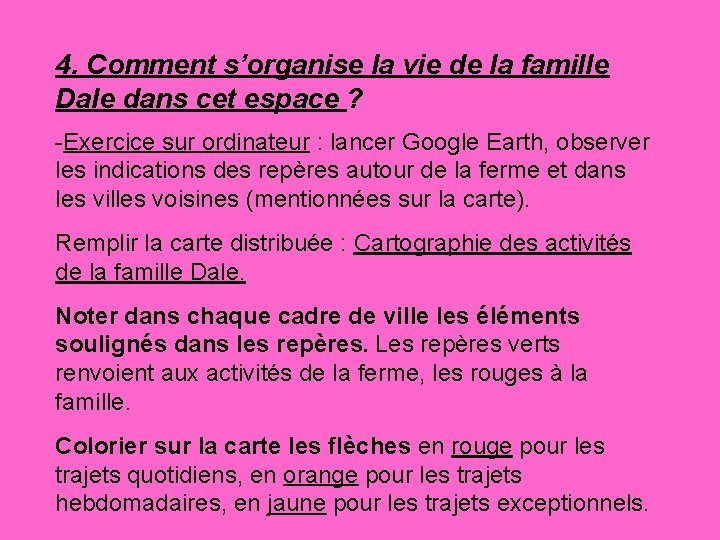 4. Comment s’organise la vie de la famille Dale dans cet espace ? -Exercice