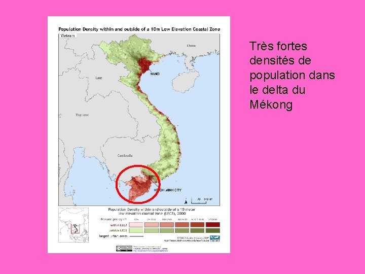 Très fortes densités de population dans le delta du Mékong 
