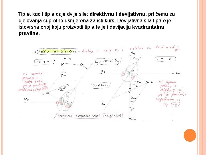 Tip e, kao i tip a daje dvije sile: direktivnu i devijativnu, pri čemu