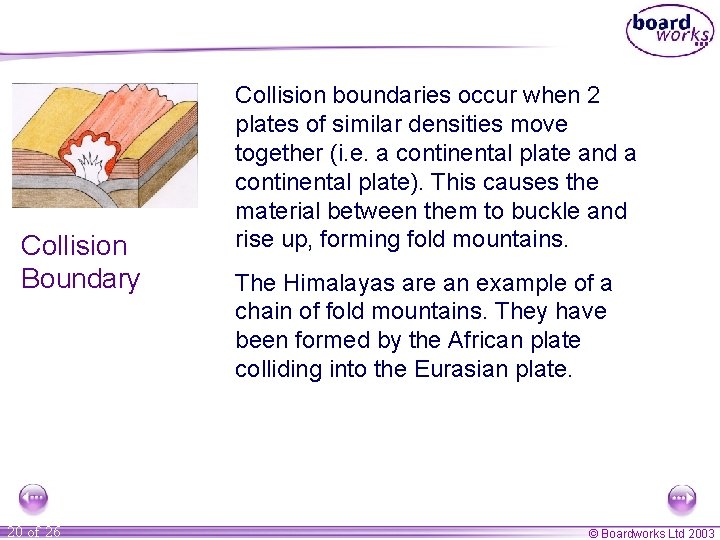 Collision Boundary 20 of 26 Collision boundaries occur when 2 plates of similar densities