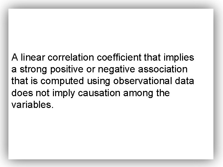 A linear correlation coefficient that implies a strong positive or negative association that is