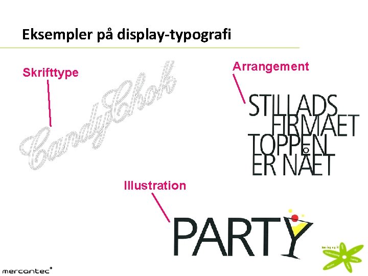 Eksempler på display-typografi Arrangement Skrifttype Illustration læring og it 