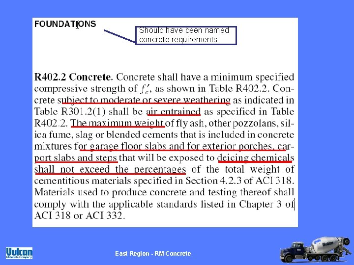 Should have been named concrete requirements East Region - RM Concrete 
