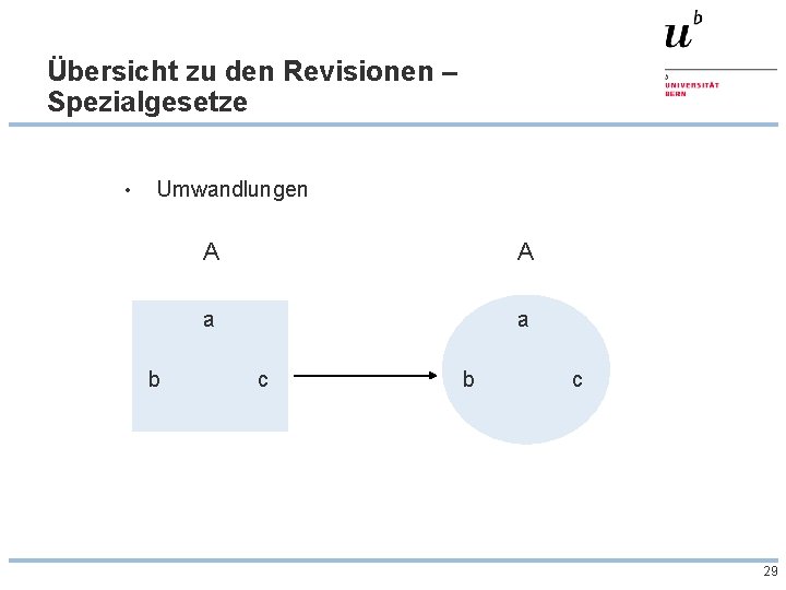 Übersicht zu den Revisionen – Spezialgesetze • Umwandlungen b A A a a c