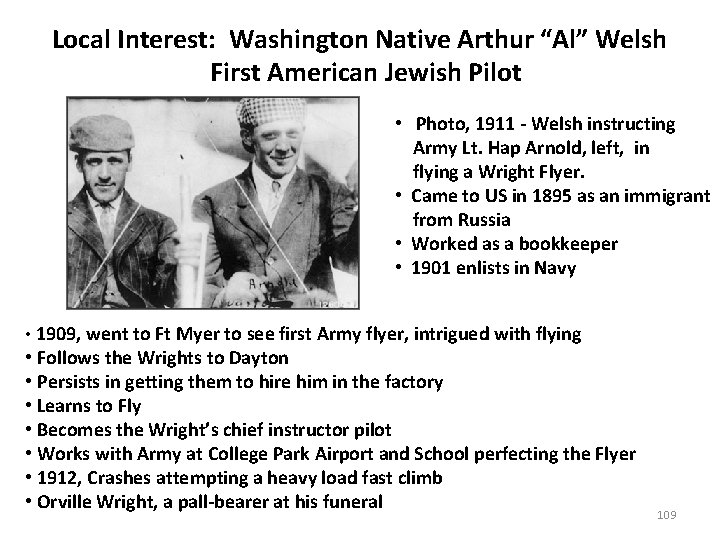 Local Interest: Washington Native Arthur “Al” Welsh First American Jewish Pilot • Photo, 1911