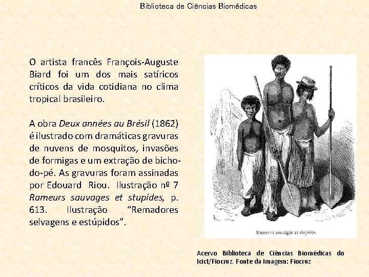 Biblioteca de Ciências Biomédicas O artista francês François-Auguste Biard foi um dos mais satíricos