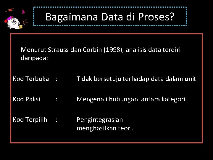 Bagaimana Data di Proses? Menurut Strauss dan Corbin (1998), analisis data terdiri daripada: Kod