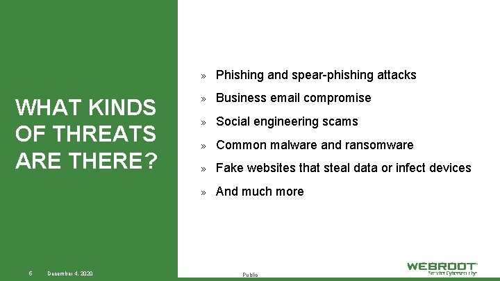 WHAT KINDS OF THREATS ARE THERE? 5 December 4, 2020 » Phishing and spear-phishing