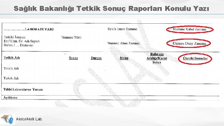 Sağlık Bakanlığı Tetkik Sonuç Raporları Konulu Yazı Akılcı/Akıllı Lab. 