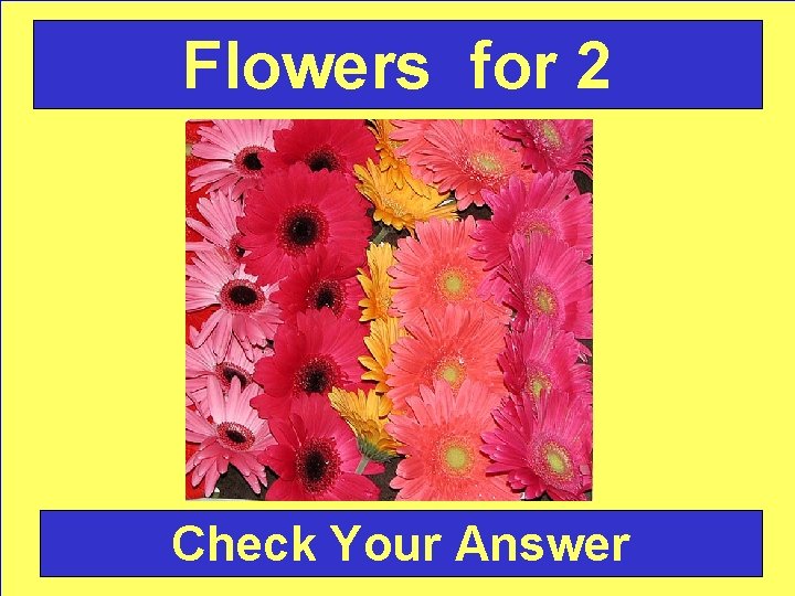 Flowers for 2 Check Your Answer 