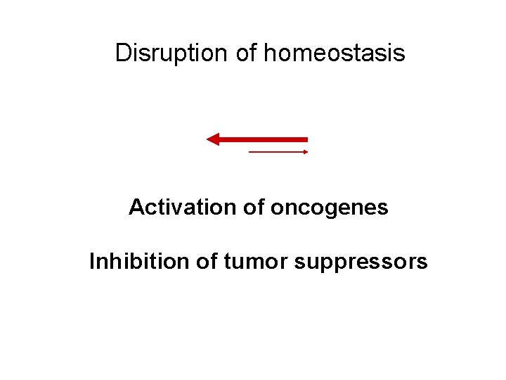 Disruption of homeostasis Activation of oncogenes Inhibition of tumor suppressors 