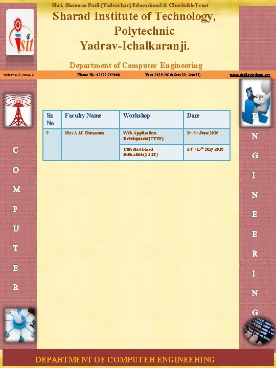 Shri. Shamrao Patil (Yadravkar) Educational & Charitable Trust Sharad Institute of Technology, Polytechnic Yadrav-Ichalkaranji.