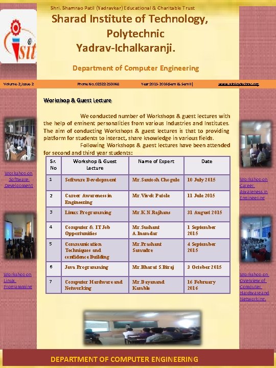 Shri. Shamrao Patil (Yadravkar) Educational & Charitable Trust Sharad Institute of Technology, Polytechnic Yadrav-Ichalkaranji.