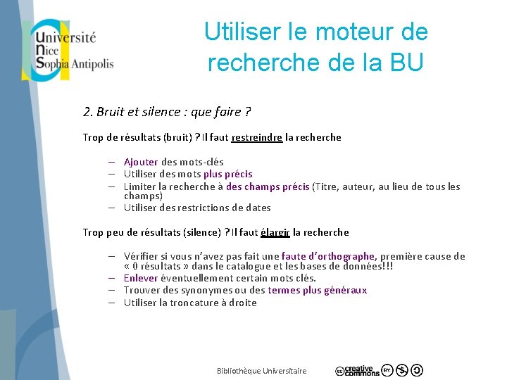 Utiliser le moteur de recherche de la BU 2. Bruit et silence : que