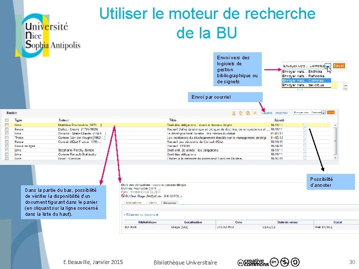 Utiliser le moteur de recherche de la BU Envoi vers des logiciels de gestion