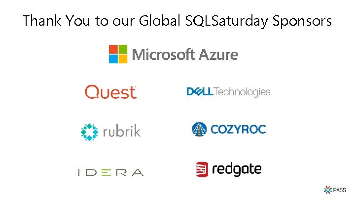Thank You to our Global SQLSaturday Sponsors 
