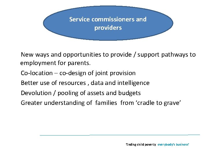 Service commissioners and providers New ways and opportunities to provide / support pathways to