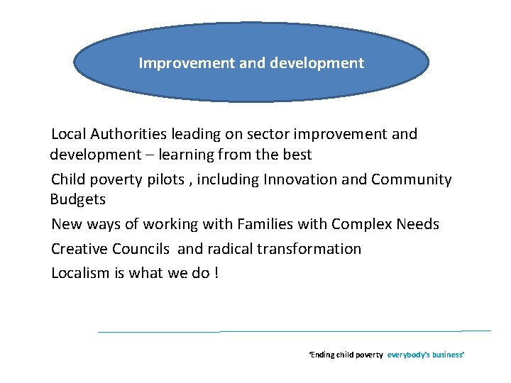 Improvement and development Local Authorities leading on sector improvement and development – learning from