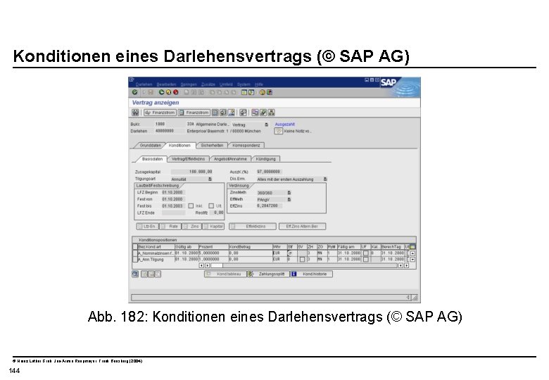  Konditionen eines Darlehensvertrags (© SAP AG) Abb. 182: Konditionen eines Darlehensvertrags (© SAP