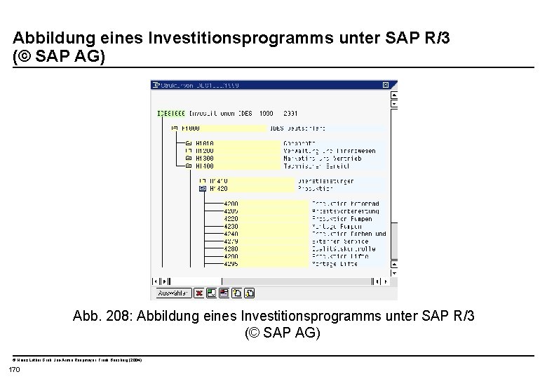  Abbildung eines Investitionsprogramms unter SAP R/3 (© SAP AG) Abb. 208: Abbildung eines