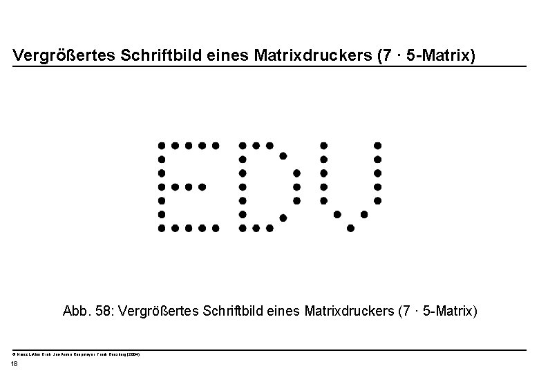  Vergrößertes Schriftbild eines Matrixdruckers (7 · 5 -Matrix) Abb. 58: Vergrößertes Schriftbild eines