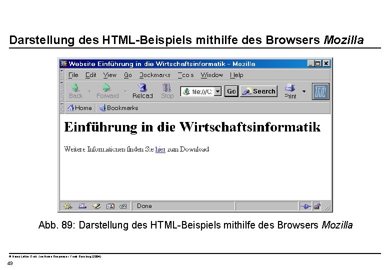  Darstellung des HTML-Beispiels mithilfe des Browsers Mozilla Abb. 89: Darstellung des HTML-Beispiels mithilfe