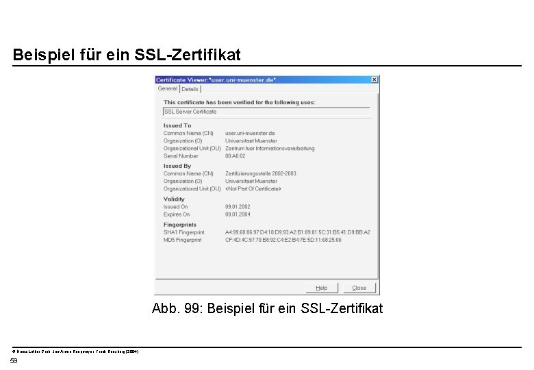  Beispiel für ein SSL-Zertifikat Abb. 99: Beispiel für ein SSL-Zertifikat © Heinz Lothar
