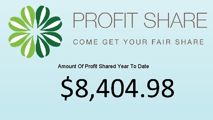 Amount Of Profit Shared Year To Date $8, 404. 98 