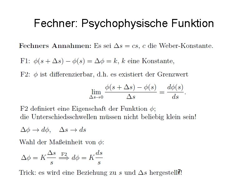 Fechner: Psychophysische Funktion 7 
