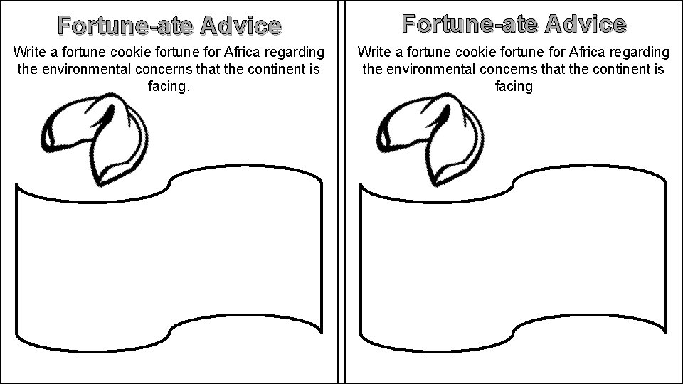 Fortune-ate Advice Write a fortune cookie fortune for Africa regarding the environmental concerns that