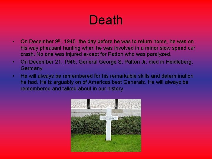 Death • • • On December 9 th, 1945. the day before he was