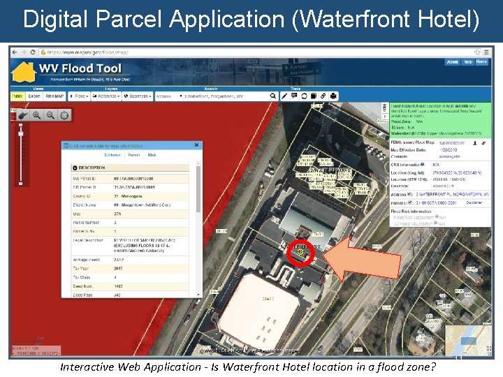 Digital Parcel Application (Waterfront Hotel) Interactive Web Application - Is Waterfront Hotel location in