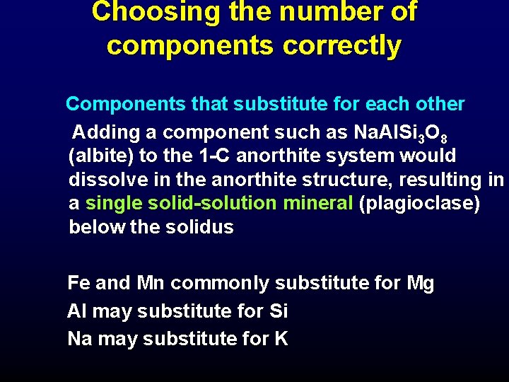Choosing the number of components correctly Components that substitute for each other Adding a