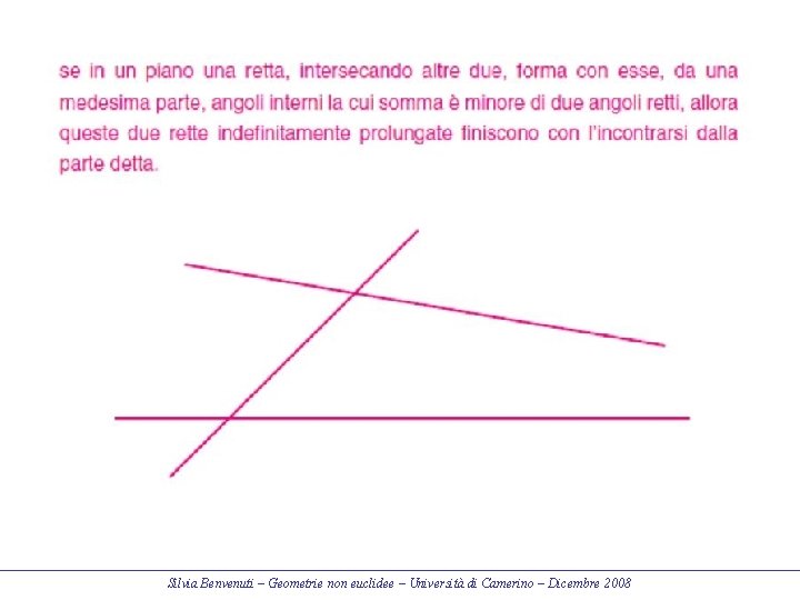 Silvia Benvenuti – Geometrie non euclidee – Università di Camerino – Dicembre 2008 