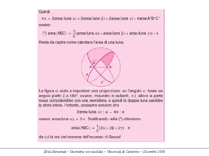 Silvia Benvenuti – Geometrie non euclidee – Università di Camerino – Dicembre 2008 