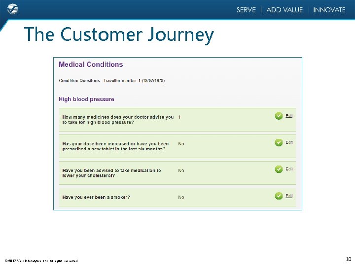 The Customer Journey © 2017 Verisk Analytics, Inc. All rights reserved. 10 